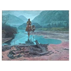 Vintage Mort Kunstler (b. 1927) "Morning Mist"  (1981)  Oil on Canvas