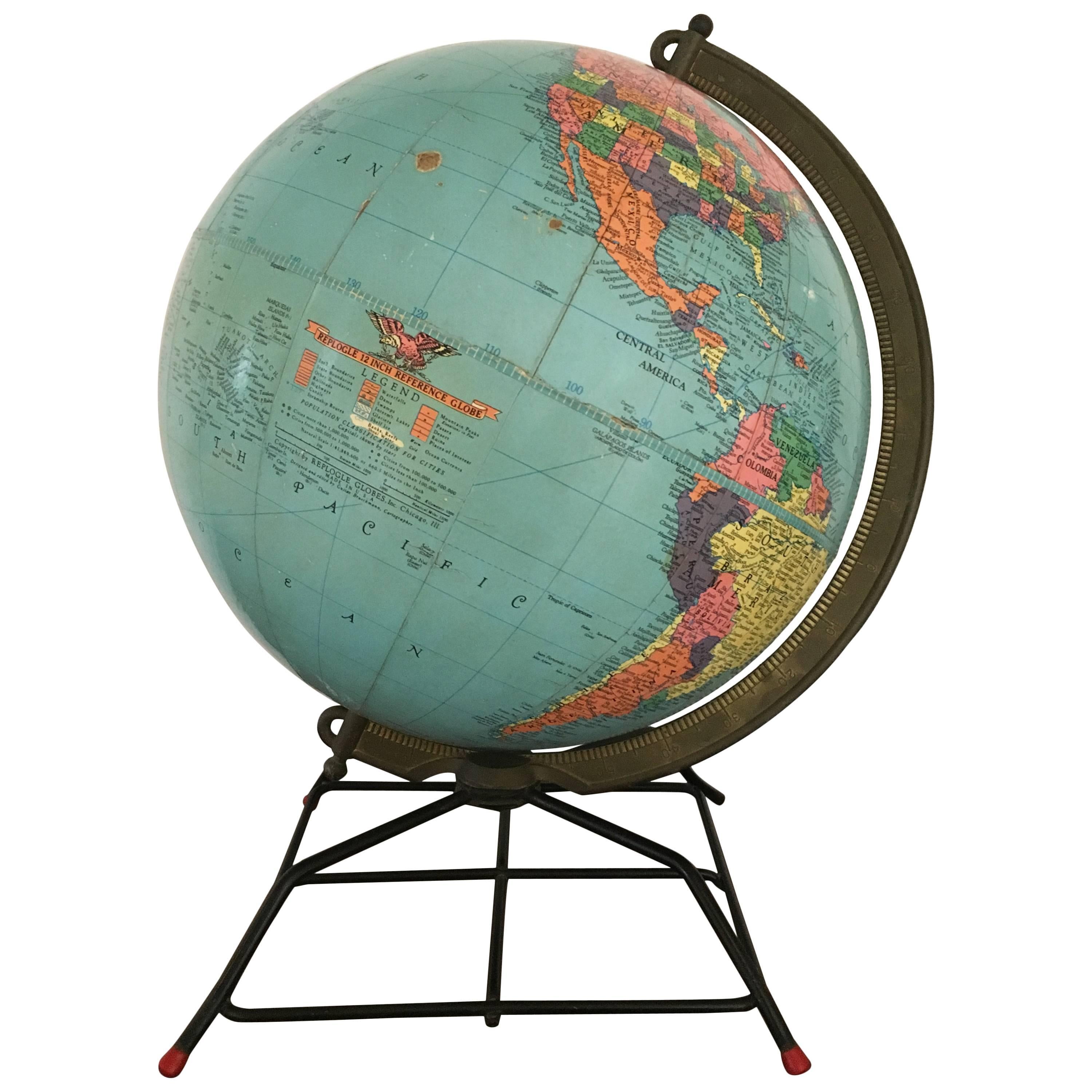 Mid-Century Replogle Globe on Wire Stand