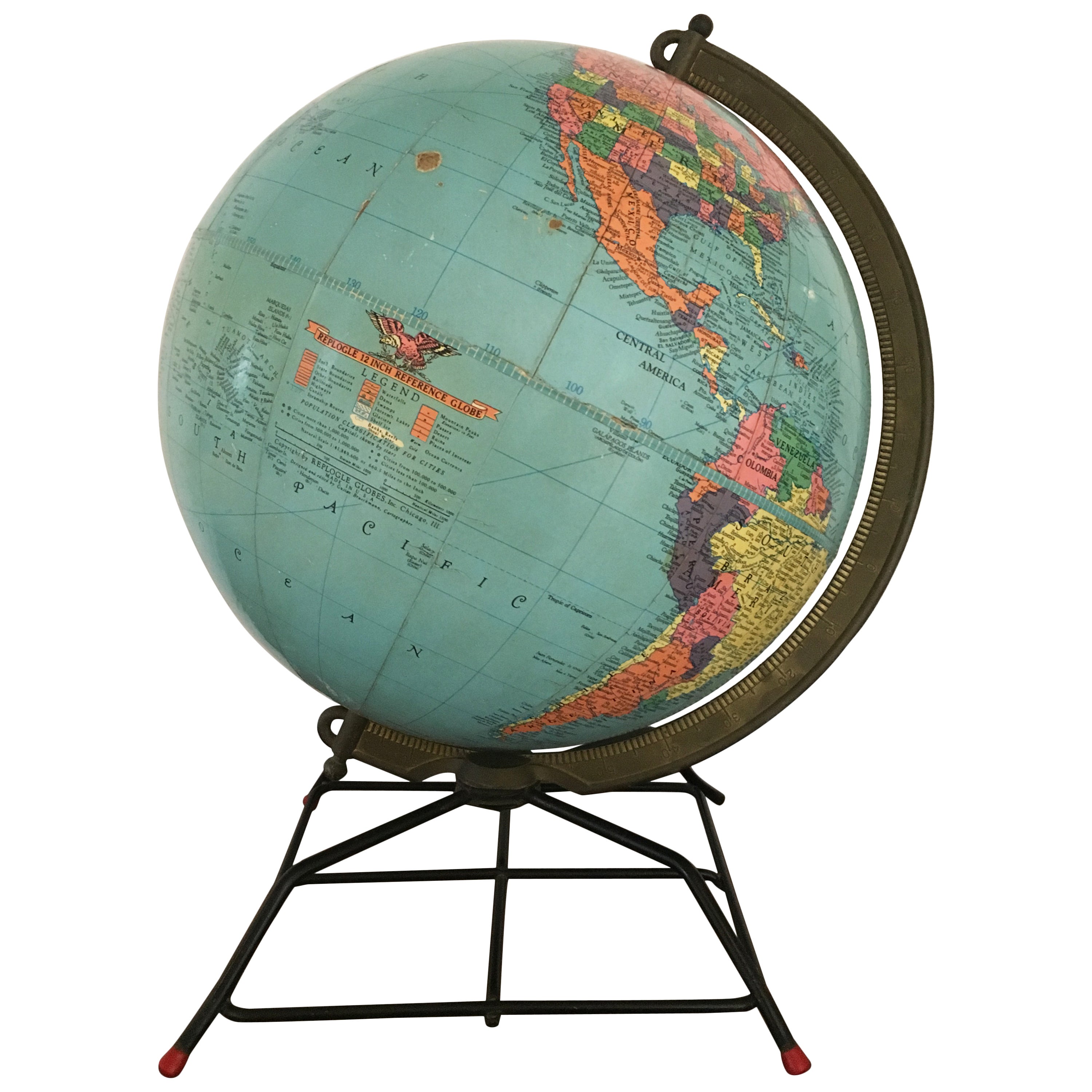 Vintage Comprehensive World Globe on Mahogany Floor Stand by Replogle at 1stDibs
