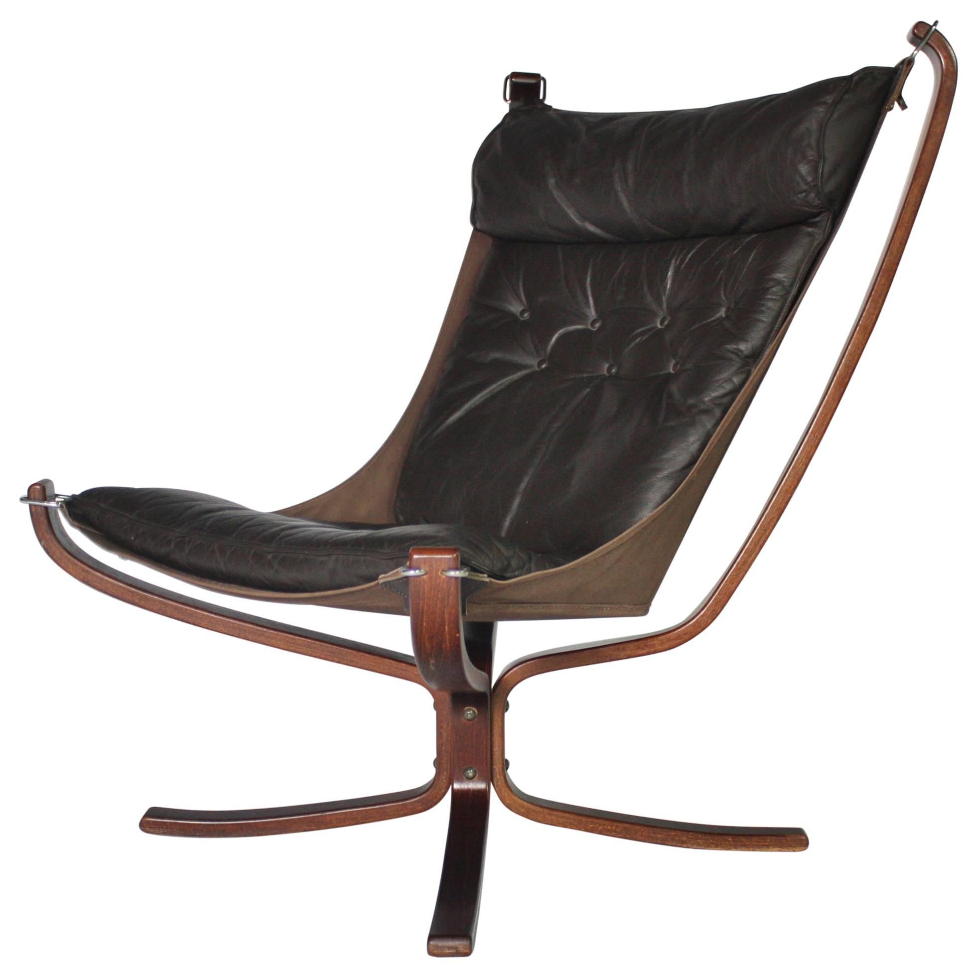Sigurd Resell Rosewood and Leather Falcon Chair