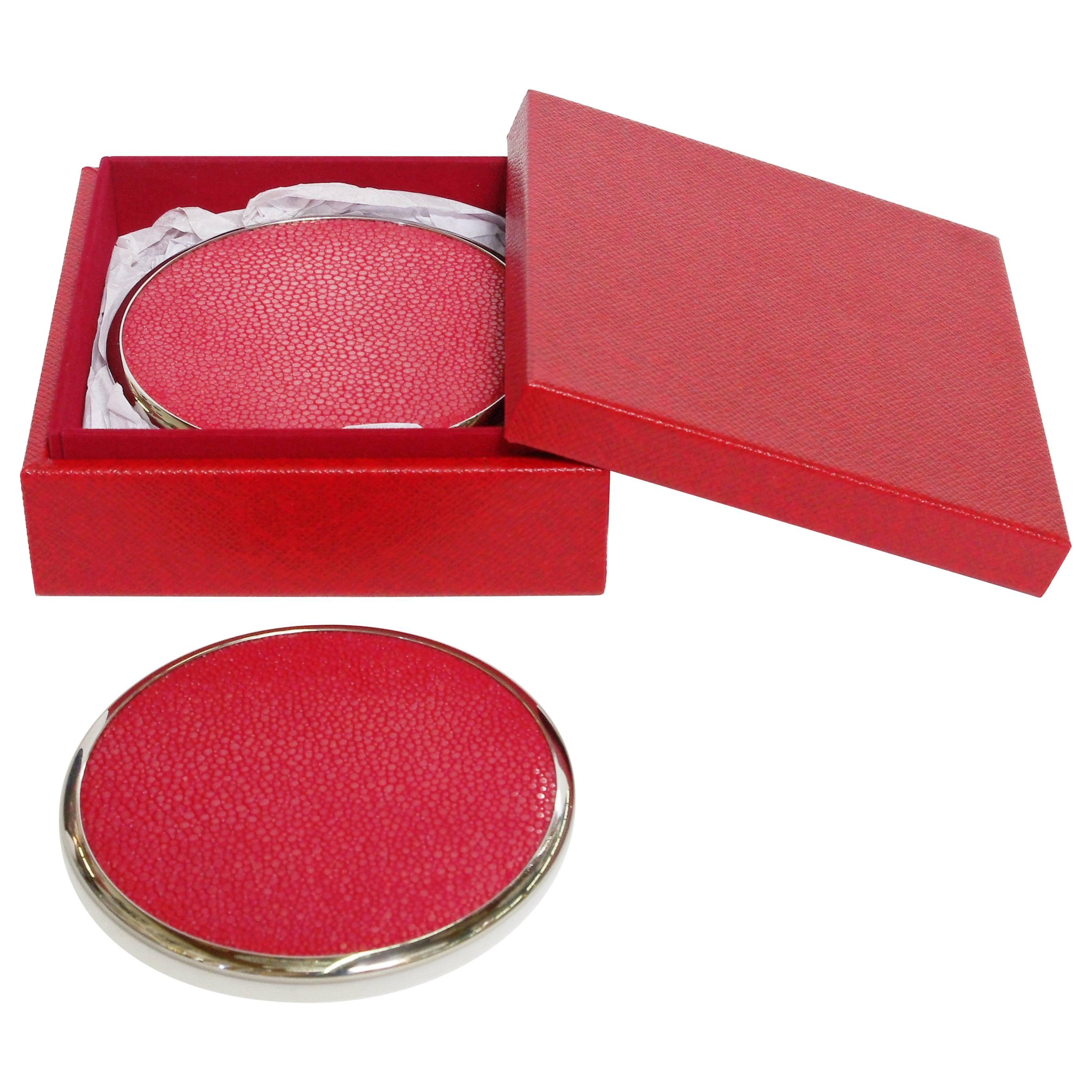 Six-Piece Set of Red Shagreen Coasters by Fabio Ltd