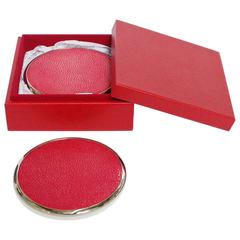 Set of Six-Piece Coasters with Red Shagreen by Fabio Bergomi 3