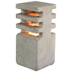 Alfred Tormos, Sculptural 1970s French Perforated Limestone Table Lamp