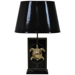 Very Large Lacquer and Brass "Turtle" Table Lamp, 1970s