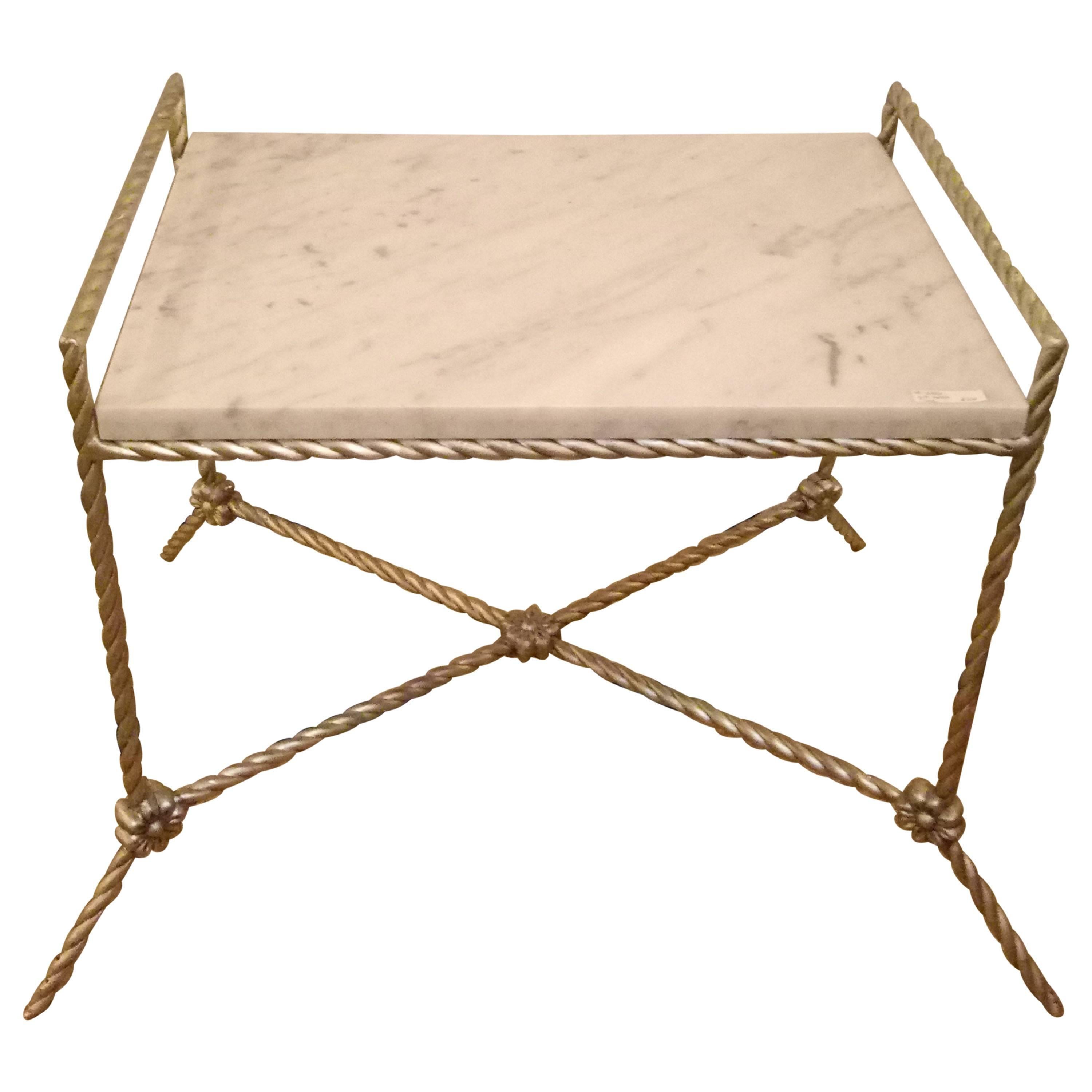 Twisted Silver Gilt Metal Bench/Side Table