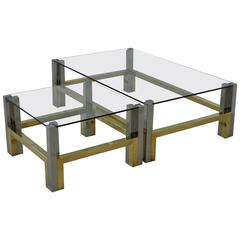 Nice Coffee Table Set in Bronze and Chrome by Afredo Freda, Italy, 1970s 2