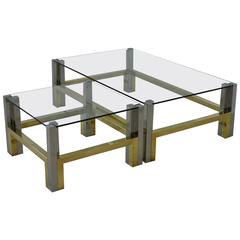 Nice Coffee Table Set in Bronze and Chrome by Afredo Freda, Italy, 1970s