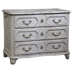 19th Century French Louis XIV Painted Three-Drawer Commode with Faux Marble Top 6