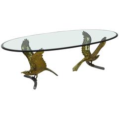 Vintage Rare Brass "Eagles" Dining Table by Alain Chervet, France, 1970s