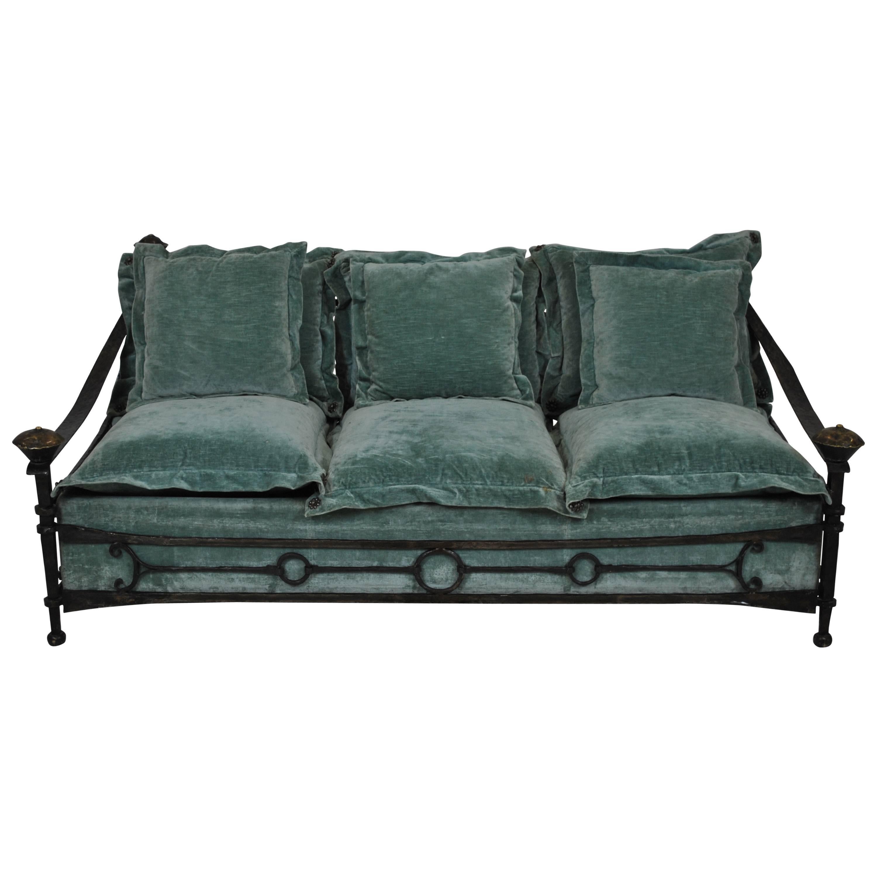 Important Wrought Iron Sofa by Sido & FrançOis Thevenin, France, 1970s For Sale