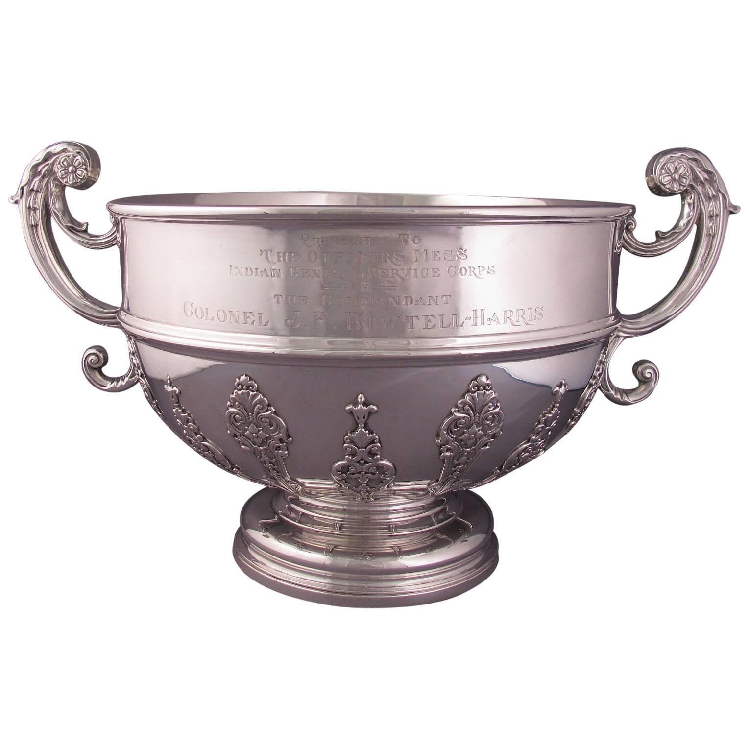 Massive Edwardian Sterling Silver Punch Bowl