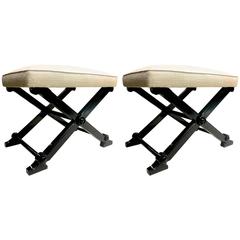 Pair of Neoclassic Chicest X-Shaped Stools in the Style of Andre Arbus