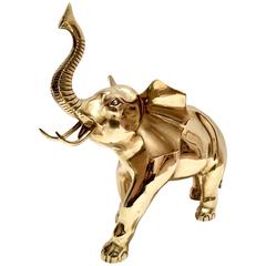 Vintage Solid Brass Good Luck Elephant Sculpture