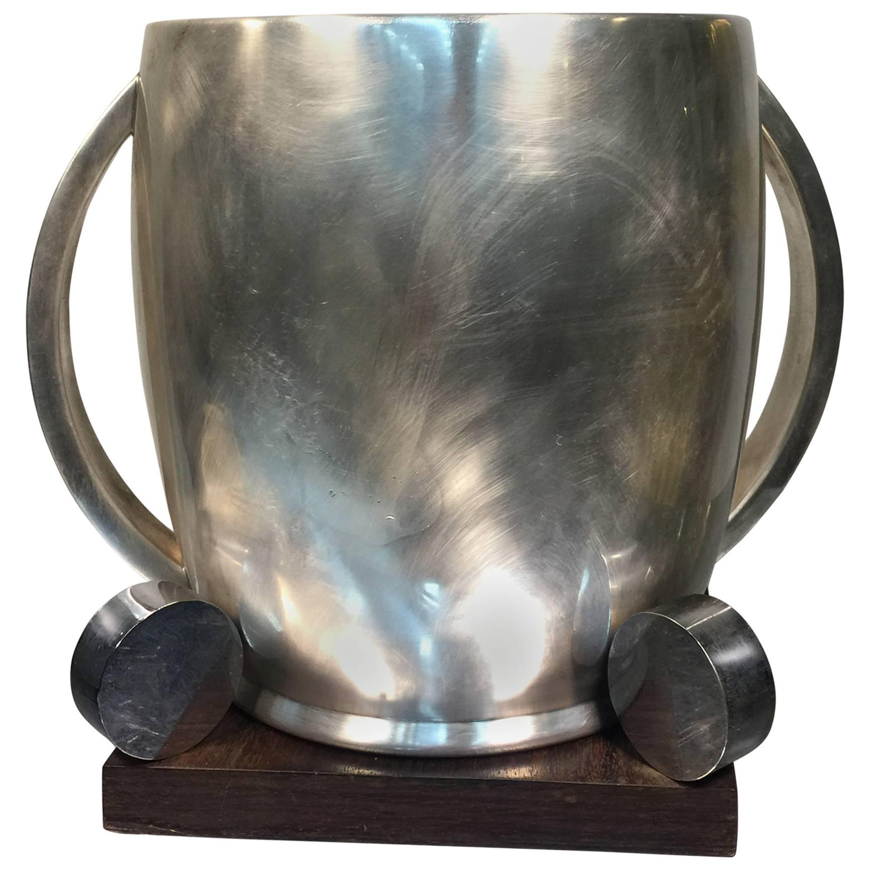 Fabulous Modernist French Art Deco Ice Bucket in the Manner of Jean Puiforcat For Sale