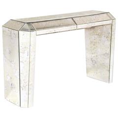 European Modern Art Deco-Inspired Two-Drawer Vintage Antique Mirror Console 12