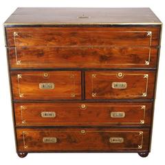 Anglo-Chinse Brass Camphorwood Secretaire Campaign Chest