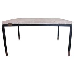 1960's Alain Richard Rare French 1960s Travertine and Black Metal Coffee Table