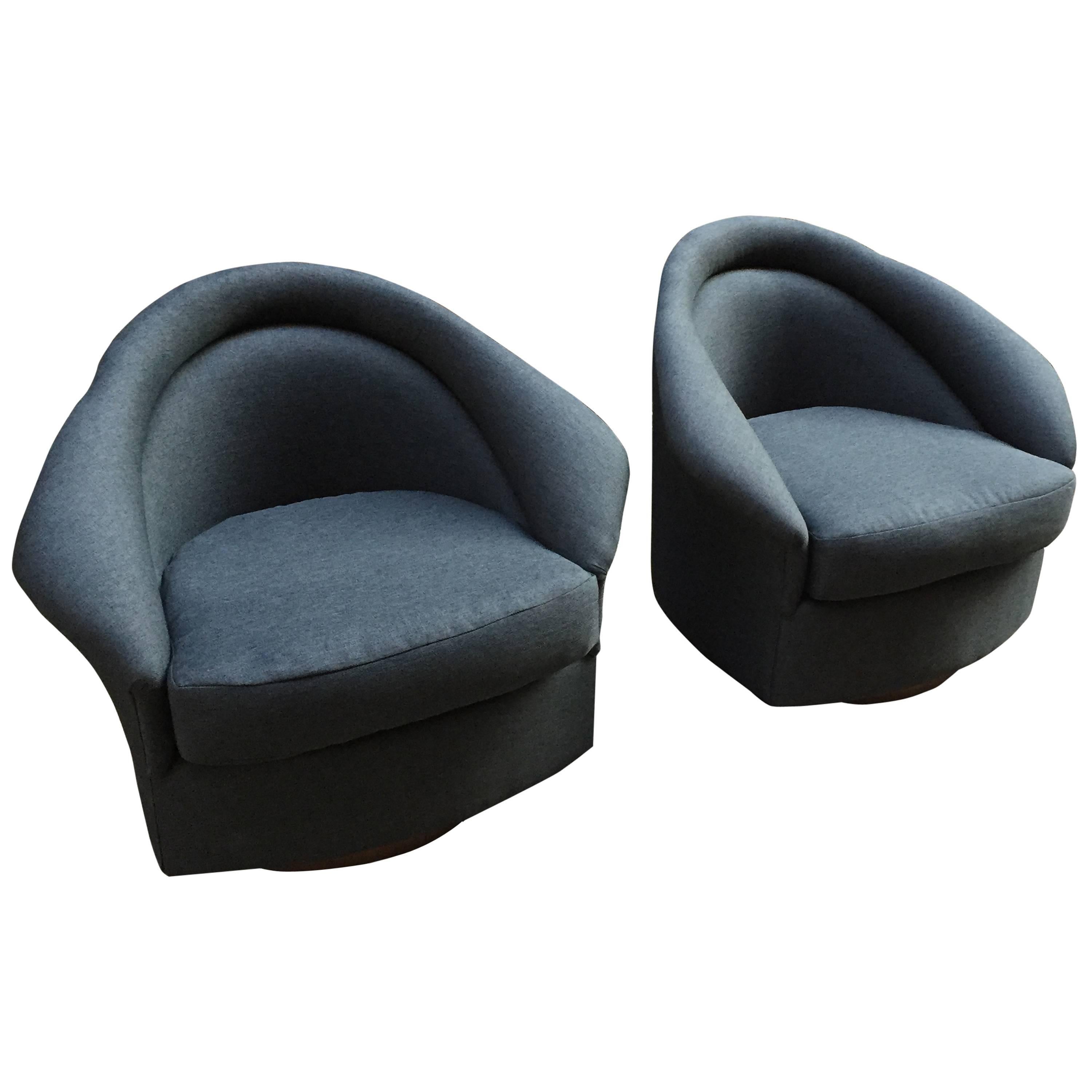 Pair of Milo Baughman Swivel Lounge Chairs