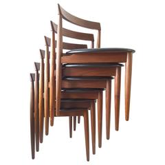 Set of Six Hans Olsen for Frem Rojle Danish Dining Chairs