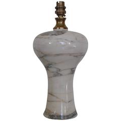 French Fabulous White Polished Veined Carrara Marble Table Lamp, circa 1970s 6