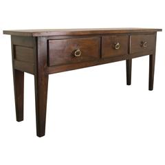 Chunky Chestnut Server with Brass Lion's Head Drawer Pulls 2