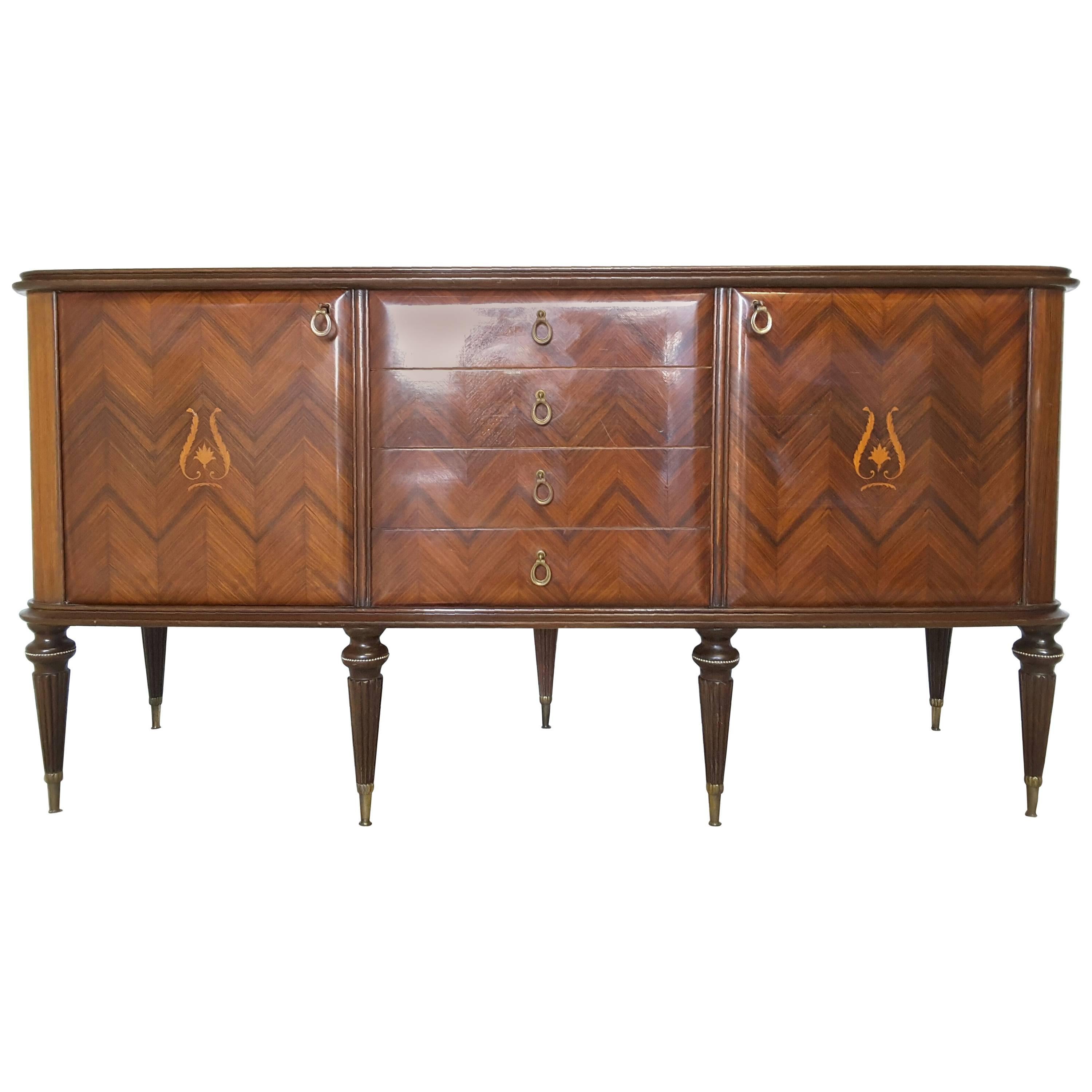 Mid-Century Modern Italian Herringbone Rosewood Sideboard