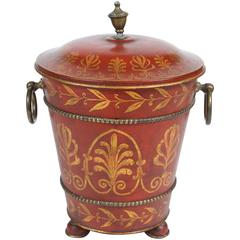 19th Century English Tole Coal Bucket Painted with Neoclassical Motifs