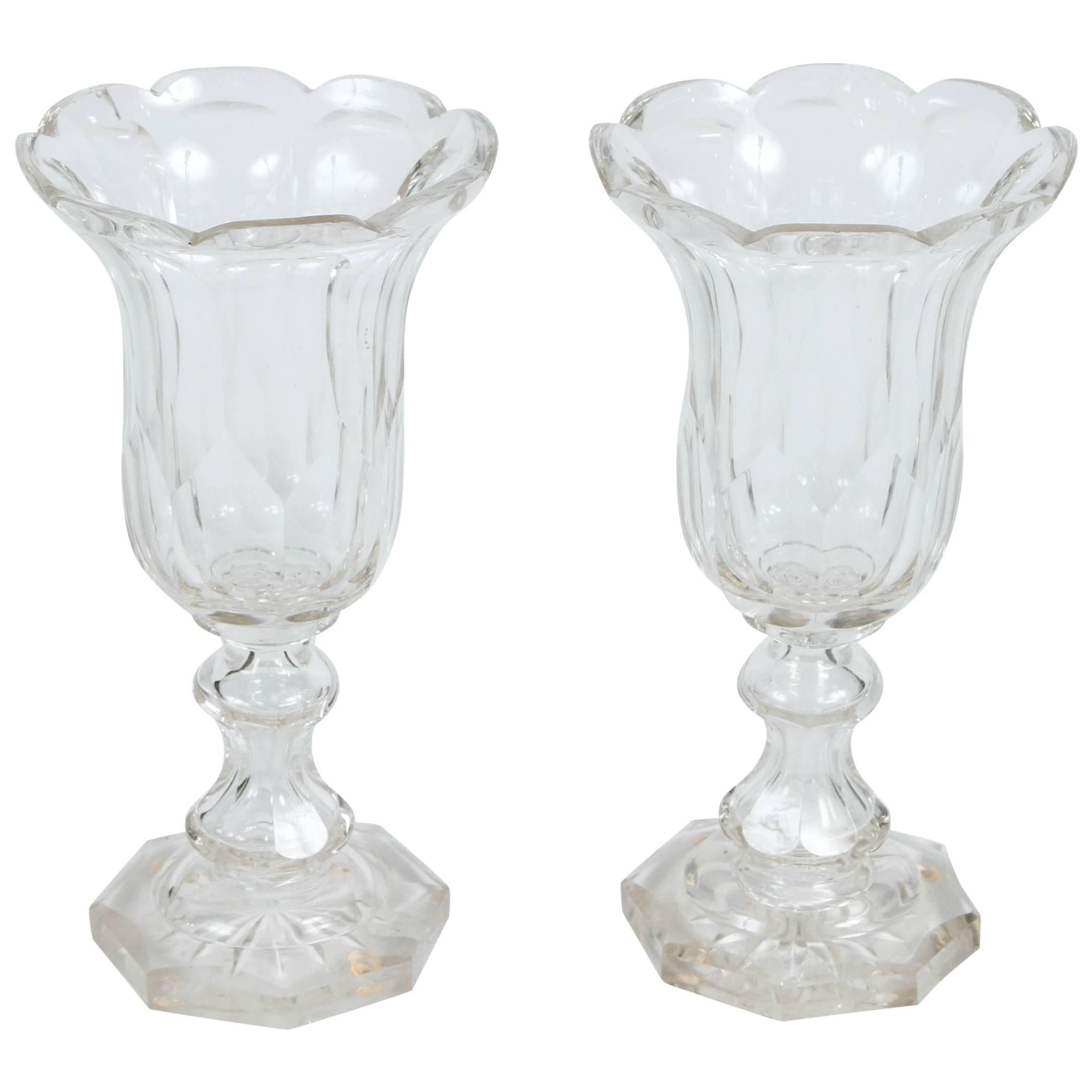 Pair of Georgian Blown and Cut-Glass Vases, circa 1800