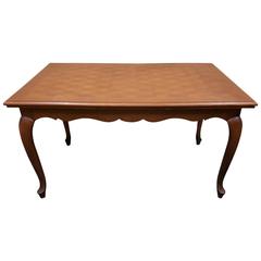 Country French Carved Oak Parquetry Top Dining Table