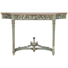 Antique French Louis XVI Neoclassical Painted Console Table, circa 1890 10