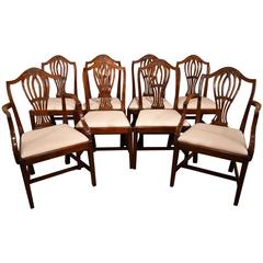 Good Set of Eight George III Mahogany Shield Back Dining Chairs