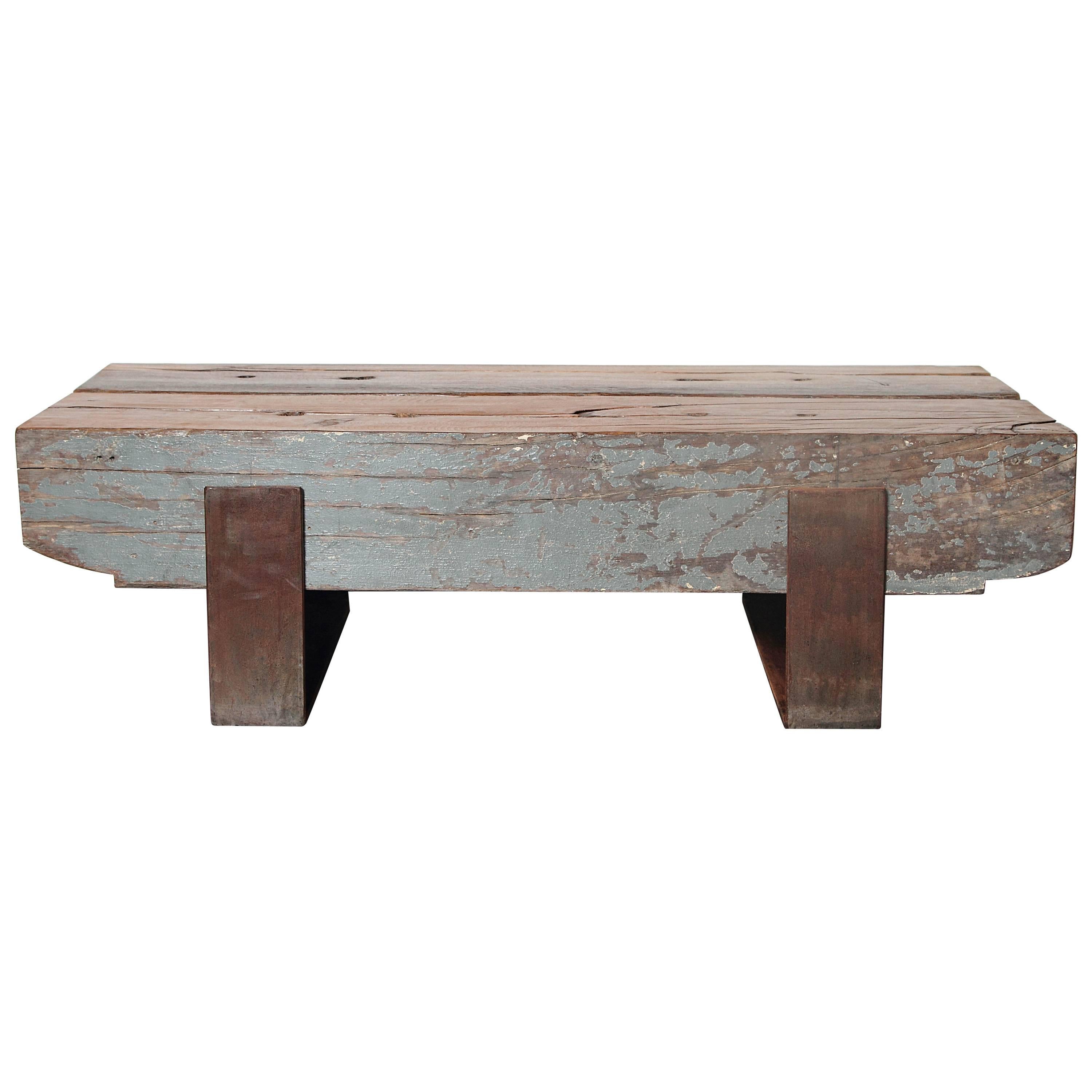 Antique French architectural elements as modern coffee table
New item, made from reclaimed French wood beams.