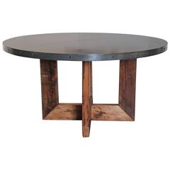 Steel Banded Zinc Top Dining Table