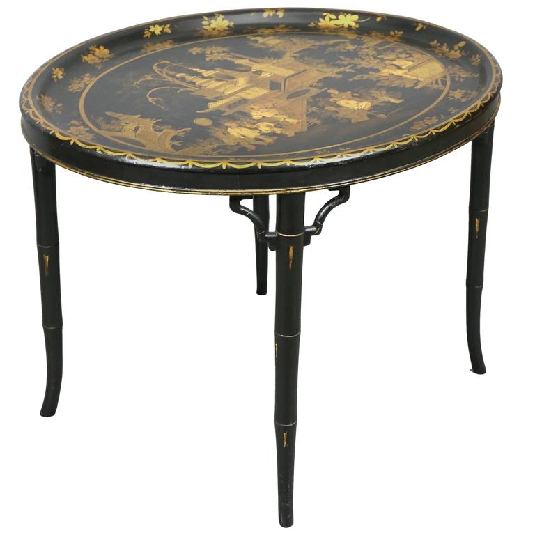 Victorian Chinoiserie Papier Mache Tray Table For Sale at 1stdibs