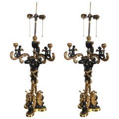Excellent Quality Pair of Russian Gilt and Patinated Bronze Candelabra