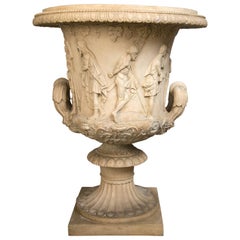 Large Italian White Terracotta Neoclassic Urn
