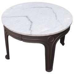 American Industrial Cast Iron Base Table with Marble Top