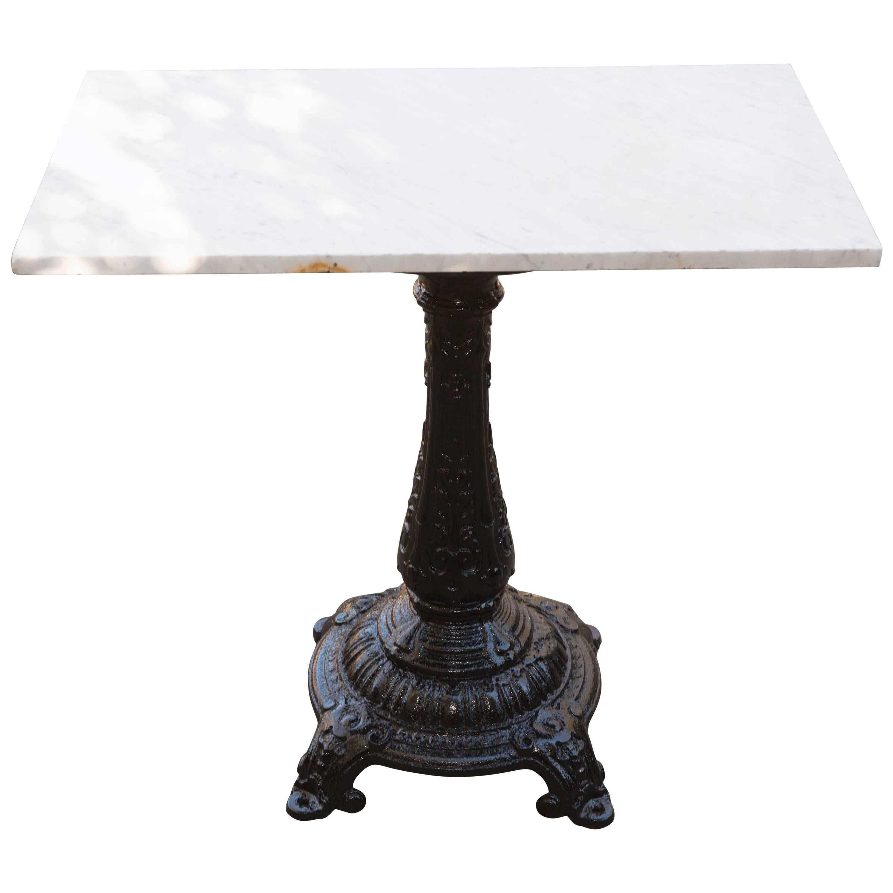 Marble Top Cast Iron Base English 19th Century Pub Table For Sale