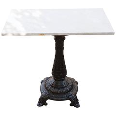 Marble Top Cast Iron Base English 19th Century Pub Table