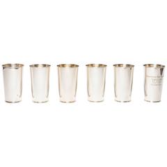 Antique Six Silver Plated 1927 High Ball Tumblers