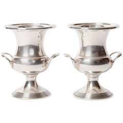 Pair of Sterling Silver Neoclassical Style Cigarette Urns
