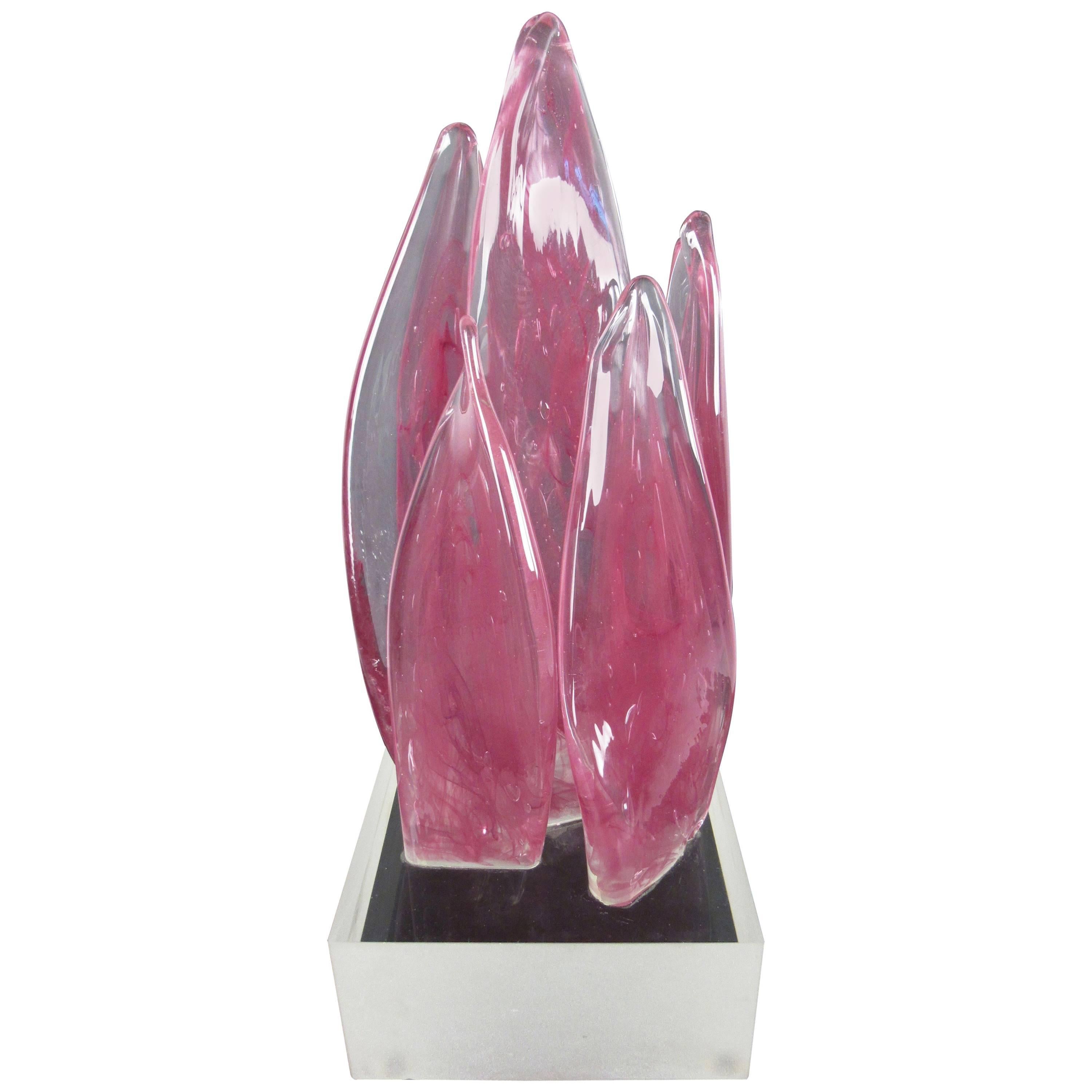 Contemporary Modern Abstract Flame Art Glass Sculpture
