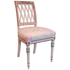 Directoire Style Side Chair in Original White Painted and Gold Decorated Finish