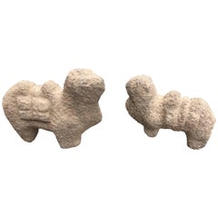 Two Old and Early Hand-Carved Stone Camels Good Garden Elements
