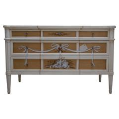 Faux Grain and Hand-Painted Three-Drawer Chest of Drawers 2