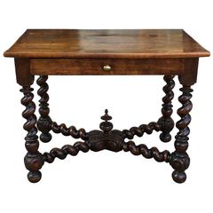 English Walnut Turned Leg Table, Late 17th Century