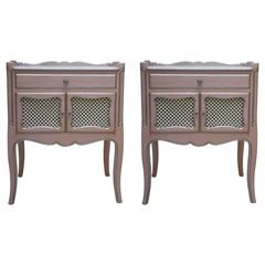 Pair of Pink Painted and Parcel Silver Commodes, 20th Century 6