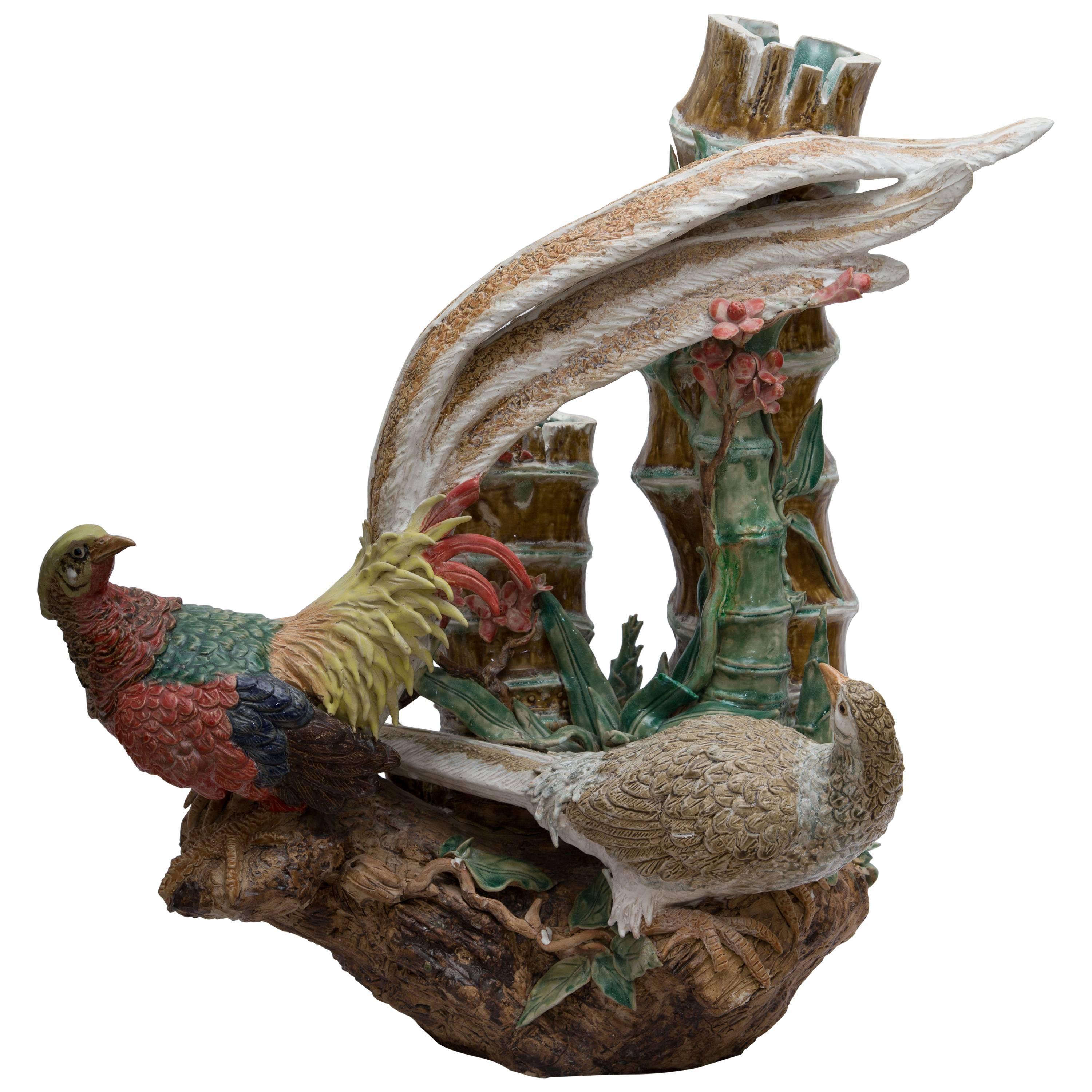 Asian Ceramic Figure of Pheasants