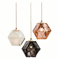 WELLES Double Blown Glass Pendant, Smoked Black, California Pink, White 3