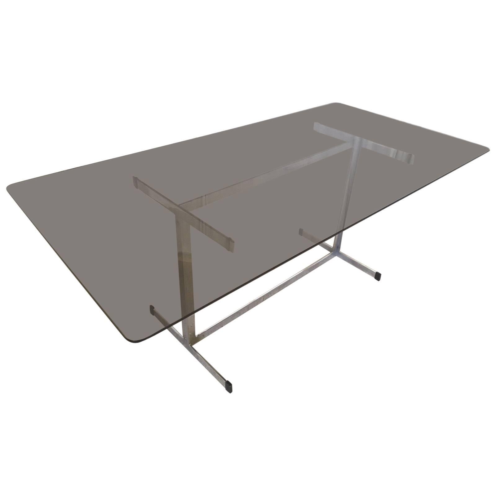 Large Glass and Chrome Table Designed by Tim Bates for Pieff of Worcester
